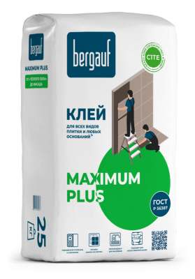 Клей для плитки по любым основаниям Bergauf Maximum Plus, класс С1 ТЕ 25 кг