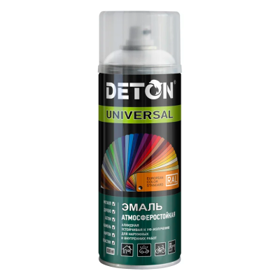 Эмаль аэрозольная DETON 520мл алкид. Белая глянцевая