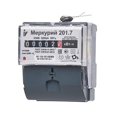 Счетчик эл/эн Меркурий 201.7 1-фазный 1-тарифный 5-60А/230В