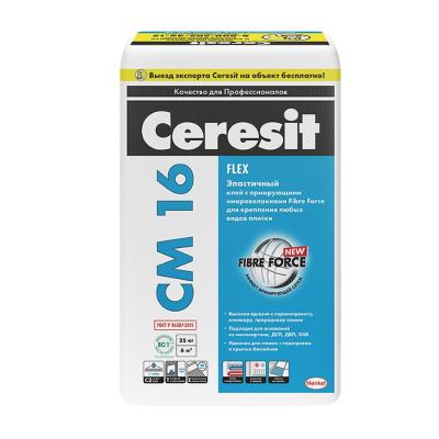 Эластичный клей для плитки Церезит CM 16, 25кг  БЕЛЫЙ