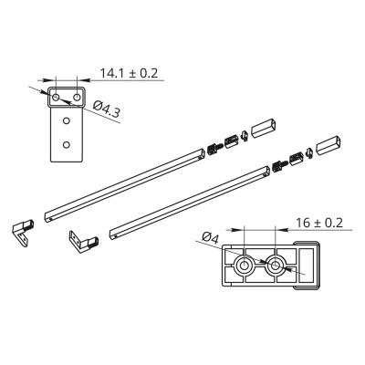 033602 Рейлинг СЕРЫЙ для ящика MAESTRO L400