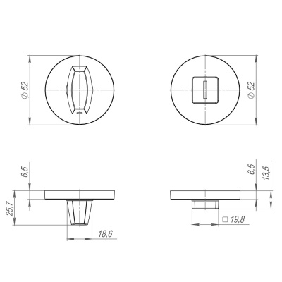 Ручка поворотная BK6.R.SLR52 (BK6 SLR) (черный) BL-24