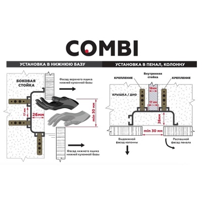 Профиль для кухонных баз С COMBI 6м черный анод