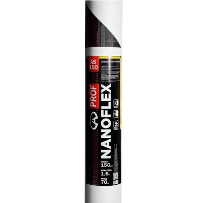 Черная подкровельная диффузионная мембрана NANOFLEX PROF AS 150 1,6м 70м2/рул