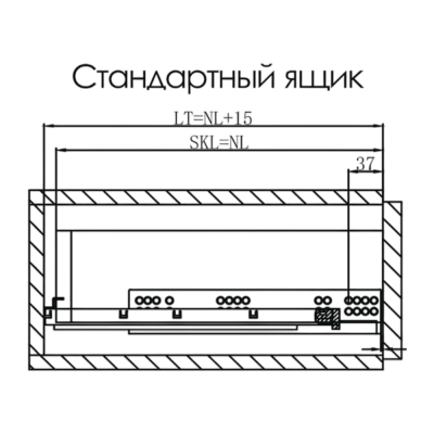 Направляющие SENZA Vento 300 (скрыт монтаж полного выдвижения 3D clip тип В, 10шт/уп)